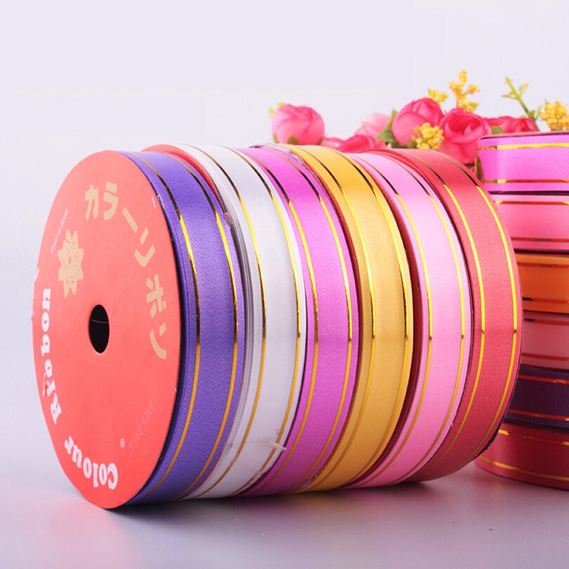 5pcs / set  ȥ  öƽ  ÷   wrapgold ڸ  ʺ 1.8cm  10m  /5pcs/set Ribbon wedding supply plastic pure color ribbon gift wrapgol